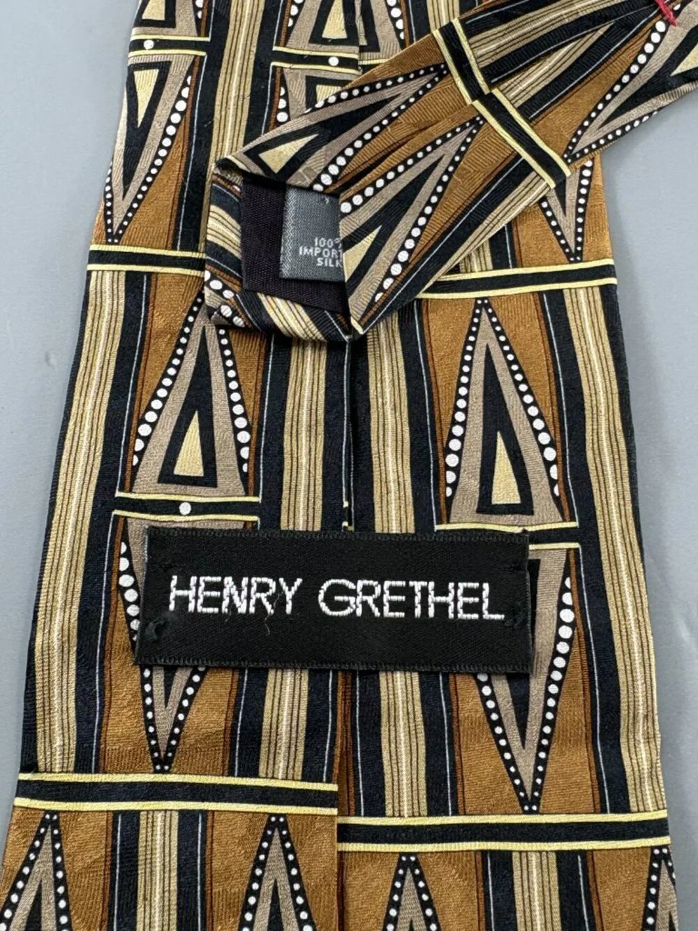 Henry Grethel Brown /Black Geometric Men's Tie 4